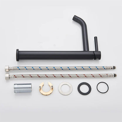 Grifo mezclador para lavabo DecorBites™ negro de montaje en cubierta | Grifo de agua fría y caliente para lavabo de baño