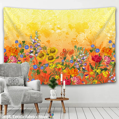 Floral Herbs Wild Flowers Tapestry Wall Hanging by Decobites