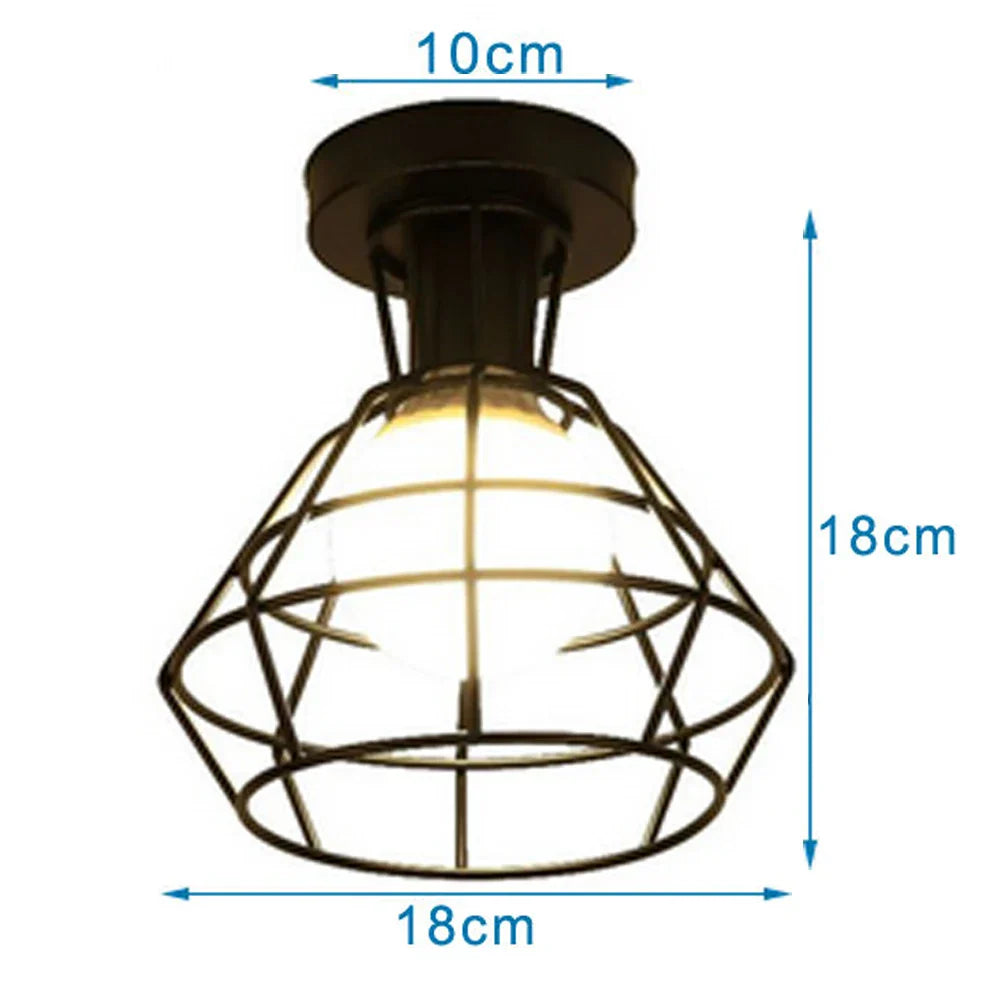 DecorBites™ Iron Cage Ceiling Light Modern Nordic Retro Black Loft E27 Home Lighting