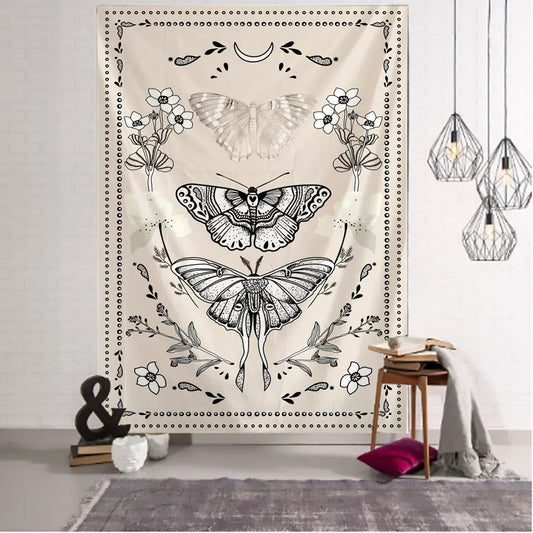 Psychedelic Butterfly Tarot Tapestry for Bohemian Witchcraft Decor by Decobites