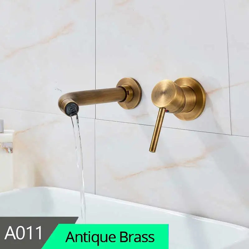 DecorBites™ Brass Wall Mount Basin Faucet: Single Handle Vessel Sink Mixer Tap