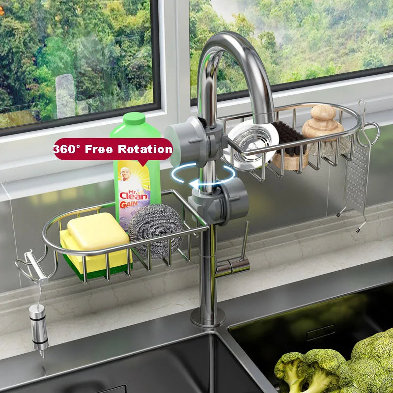 DecorBites™ Adjustable Kitchen Sink Rack with Soap Dish and Hooks