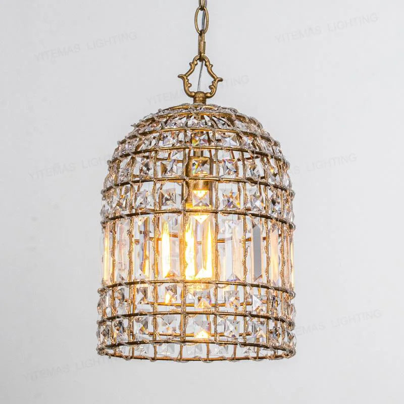 DecorBites™ Bronze 1-Light Crystal Chandelier French Lighting for Kitchen, Living Room, Dining, Bedroom