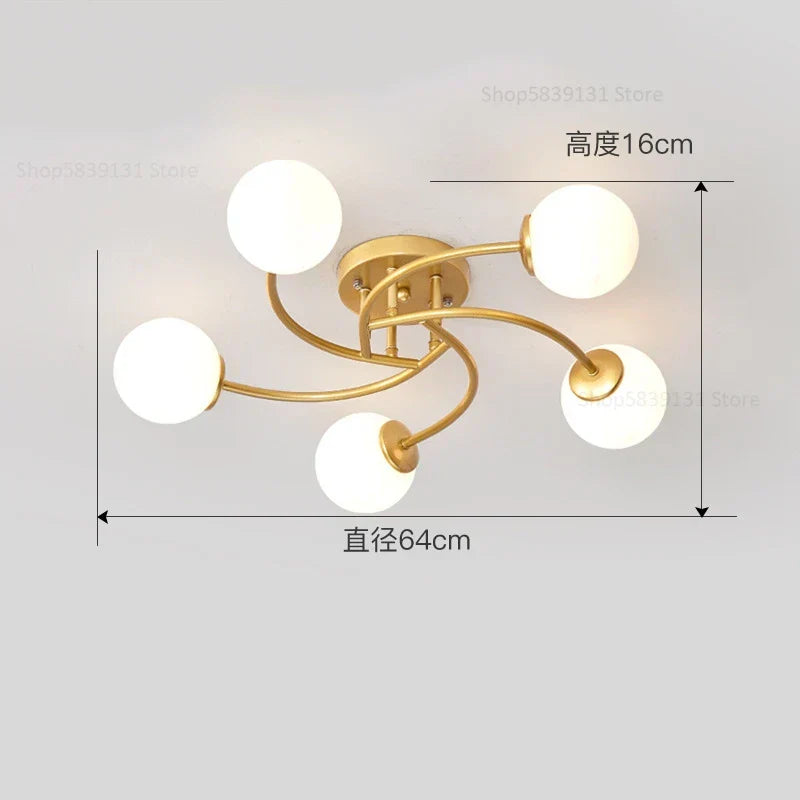 DecorBites™ Glass Bulb LED Ceiling Light Fixture for Modern Living Room and Kitchen