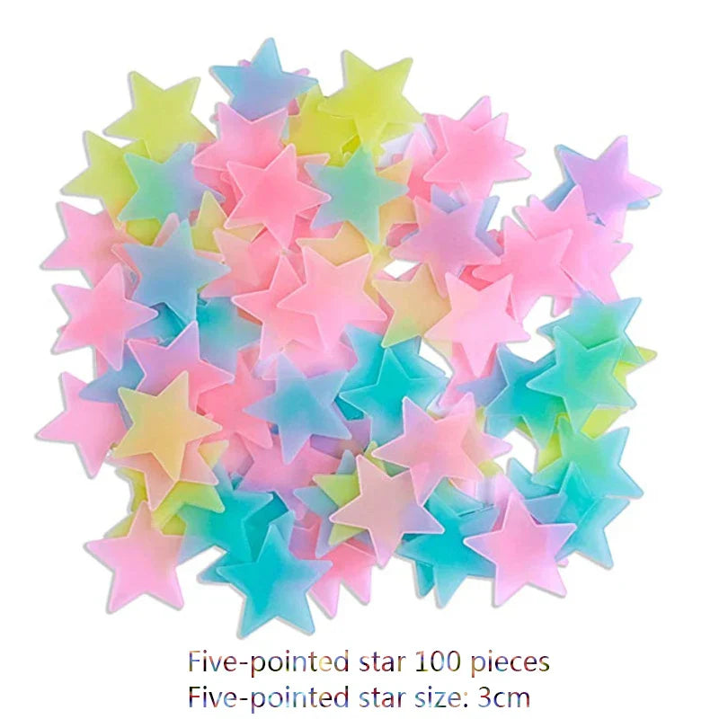 Pegatinas de pared de estrellas 3D que brillan en la oscuridad de DecorBites™ – Decoración luminosa fluorescente para el hogar