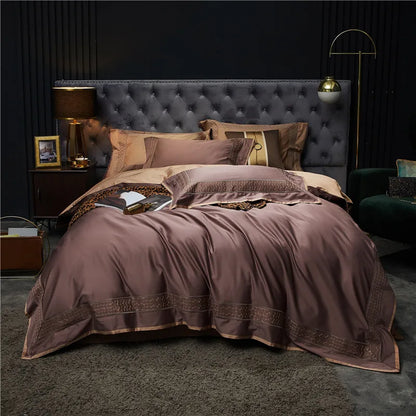 Juego de cama DecorBites™ de algodón egipcio de lujo: funda nórdica, sábana bajera y 2 fundas de almohada