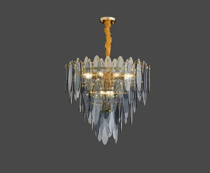 DecorBites™ LED Glass Metal Leaf Chandelier: Luxury Postmodern Lighting for Home Decor, Bedroom, Living Room