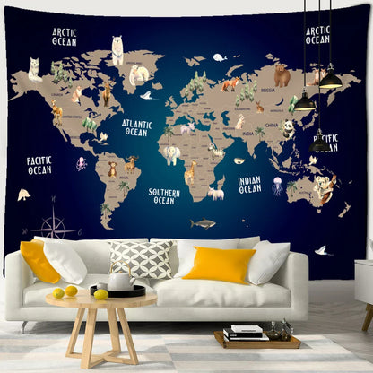 Decobites Retro Cartoon Map Psychedelic Wall Hanging for Children's Room Decor