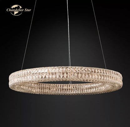 DecorBites™ LED Halo Crystal Chandelier for Bedroom Living Dining Room Decor