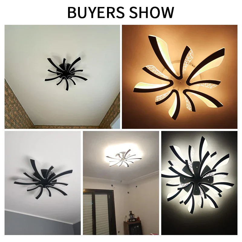 Lámpara de techo LED DecorBites™ para sala de estar, dormitorio, comedor o estudio, blanca y negra.