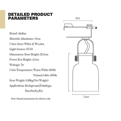 DecorBites™ GU10 7W LED Track Light Spotlight لعرض الأعمال الفنية على قضبان السقف AC90-260V