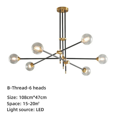 ثريا كرة زجاجية هندسية من DecorBites™: مصابيح LED معلقة بتصميم عصري لديكور أنيق