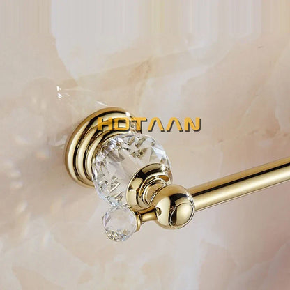 DecorBites™ Golden Crystal Single Towel Bar - Stainless Steel Bathroom Rack