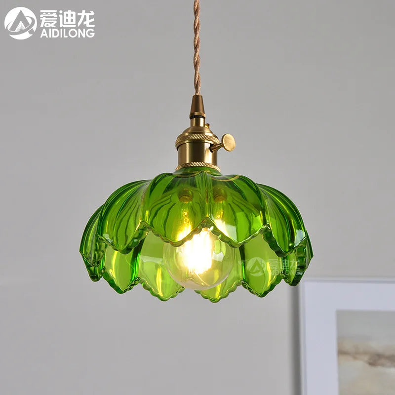 DecorBites™ Green Glass Hanging Lamp - Copper Nordic Modern Pendant Lights for Bedroom, Bar, Restaurant