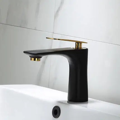 DecorBites™ Black & Gold Basin Faucet | Bathroom Sink Tap Hot Cold Mixer Tap