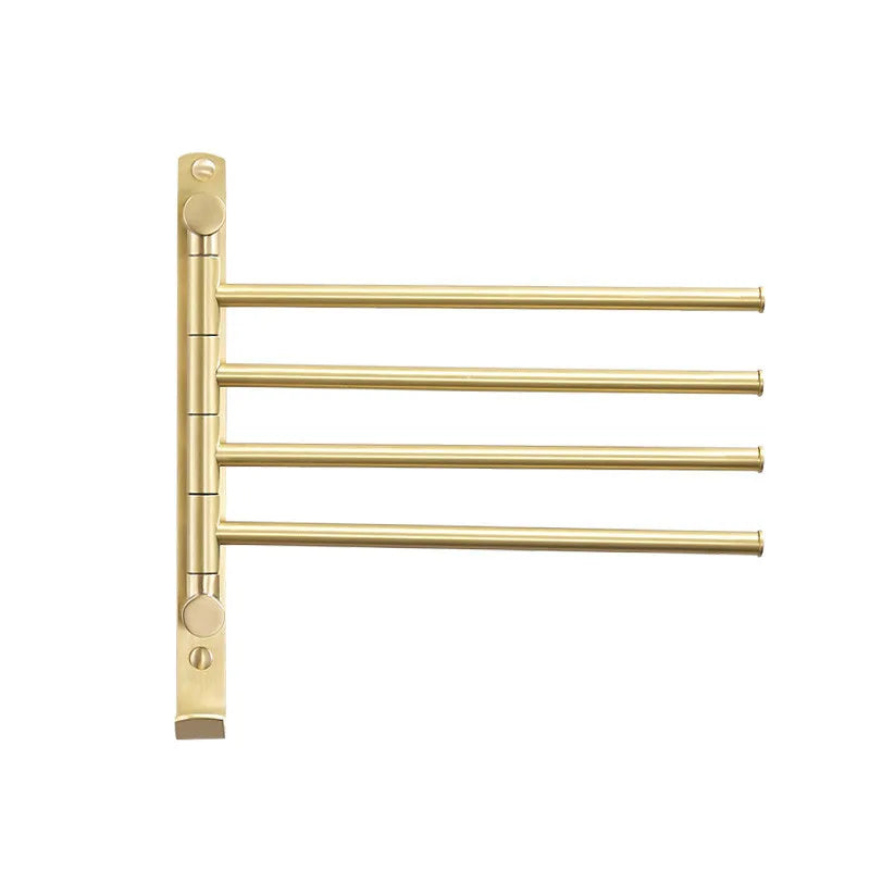 DecorBites™ Brushed Gold Swivel Towel Hanger Total Brass Wall Mounted Bathroom Towel Bar