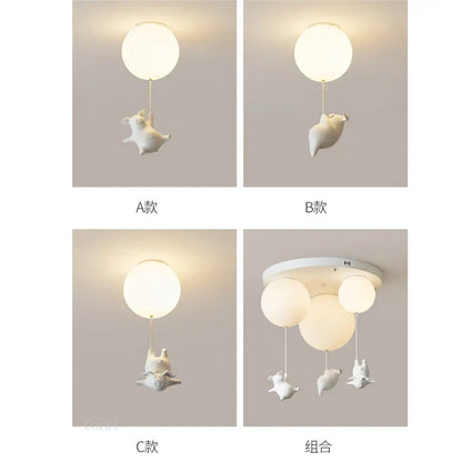 DecorBites™ Flying Pig Resin LED Ceiling Light Kids Bedroom Lamp Deco Fixtures