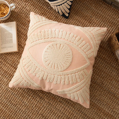 DecorBites™ Embroidered Cotton Pillow Cover 45x45cm, Navy Pink Decorative Throw Pillow