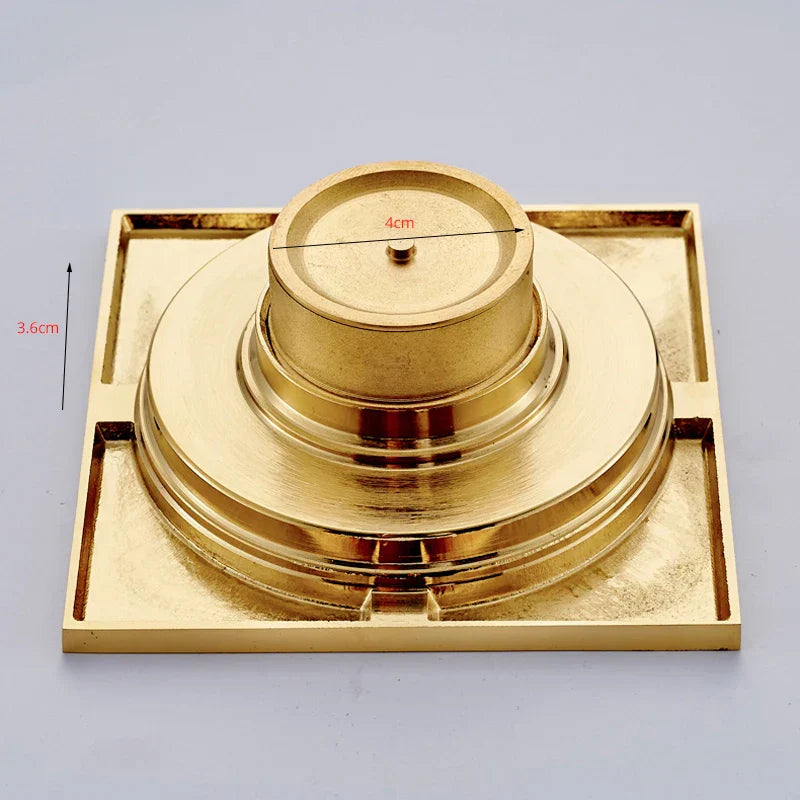 DecorBites™ Gold Square Bathroom Shower Drain Strainer 10*10cm