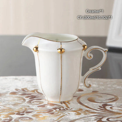 DecorBites™ Elegant Bone China Tea Set Luxury Porcelain Coffee Pot Creamer Sugar Bowlcaffold