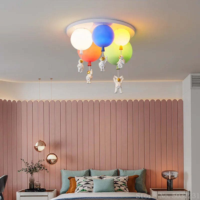 DecorBites™ Kids Space Balloon LED Ceiling Lamp - Creative Nordic Cartoon Decor