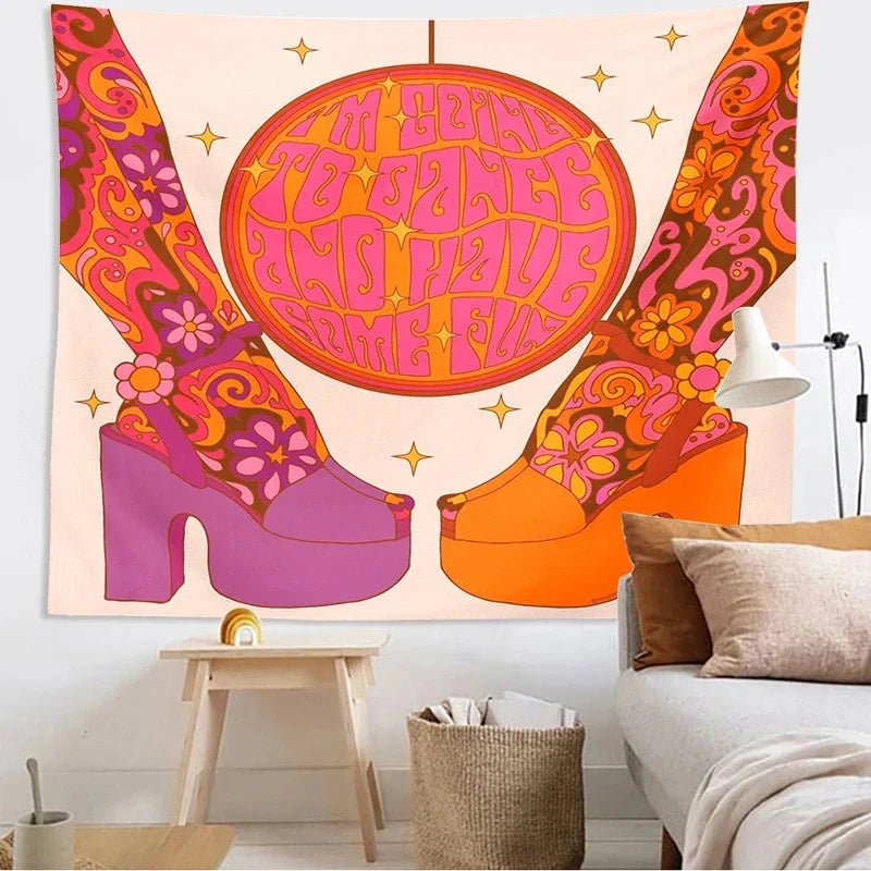 Decobites Rainbow Psychedelic Tapestry: Colorful Trippy Wall Decor for Girls' Dorm