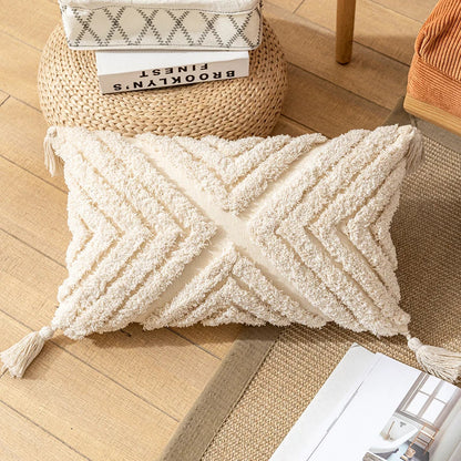 DecorBites™ Boho Cotton Tassel Pillow Cover 45x45cm/30x50cm for Home Decor