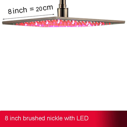 رأس دش DecorBites™‎ بإضاءة LED مربعة مقاس 16 بوصة - رأس دش نحاسي متغير اللون