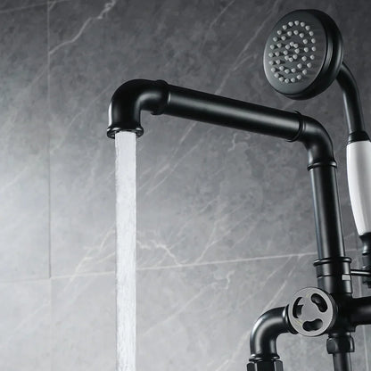 DecorBites™ Industrial Black Floor Standing Dual Handle Bathroom Shower Faucet