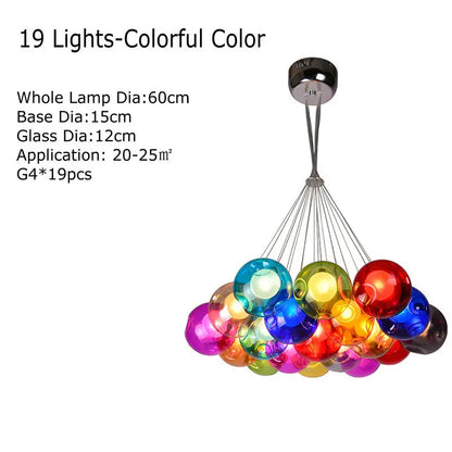 Decorbites™ Klar-Glas-Lüster mit bunten Wandlampen, LED-Hängeleuchte für Wohnzimmer und Kinderzimmer