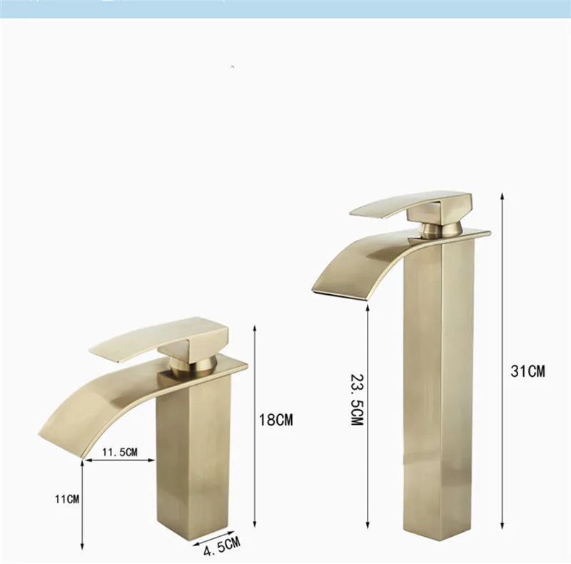 DecorBites™ Brushed Gold Basin Faucet: Solid Brass Single Handle Mixer Tap, Deck Mounted.
