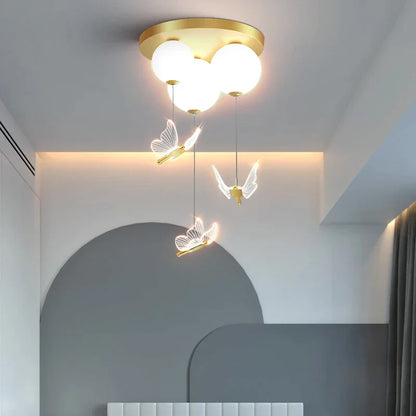 DecorBites™ Butterfly Ball Ceiling Lamp: Warm & Romantic Pendant Light for Children's Room