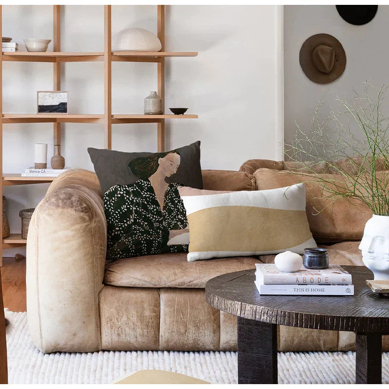 DecorBites™ Japanese Art Handmade Square Cushion Cover 45x45 for Literary Youth Fashion