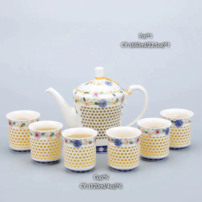 DecorBites™ Blue White Porcelain Tea Pot 660ml - Traditional Chinese Kung Fu Teaware