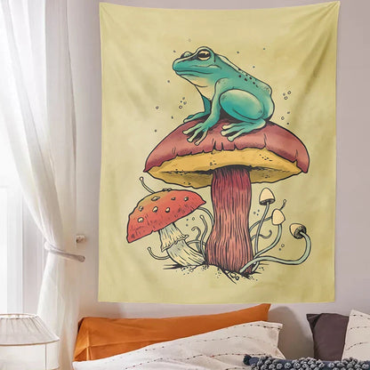 Decobites Frog Mushroom Psychedelic Tapestry Wall Hanging