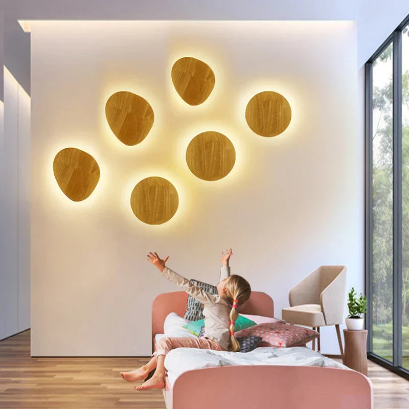 DecorBites™ LED Wooden Wall Lamp: Modern Nordic Indoor Lighting for Bedroom Bedside