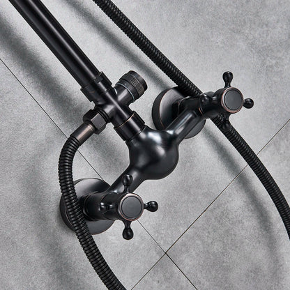 Juego de grifería para ducha DecorBites™ en bronce negro con cabezal de ducha tipo lluvia de 8" y ducha de mano.