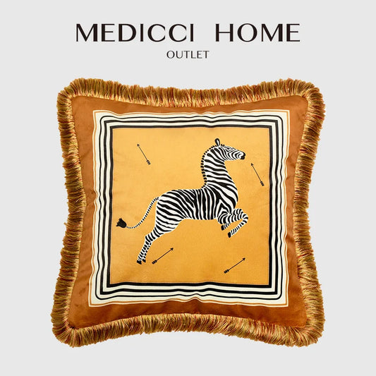 DecorBites™ Italian Retro Luxury Zebra Print Cushion Cover, 53x53cm