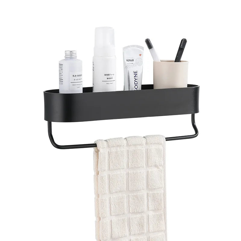 رف حمام من الألومنيوم من DecorBites™ مع قضيب مناشف لتنظيم الحمام/الدش