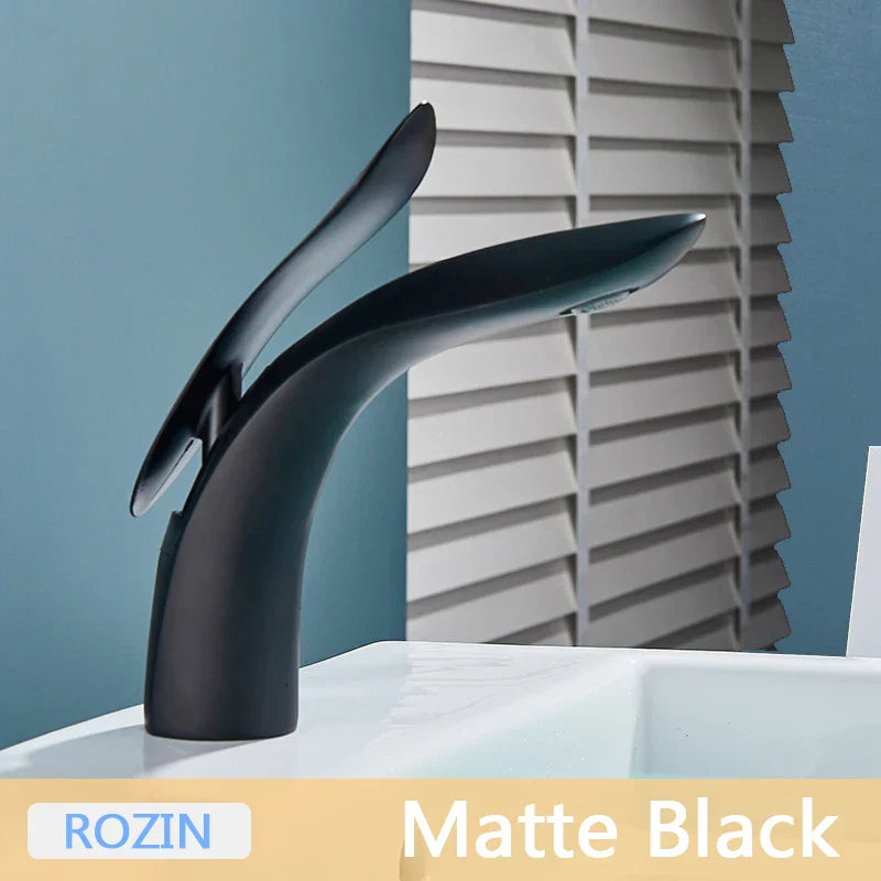 Rose Gold Waterfall Faucet Single-Hole Design