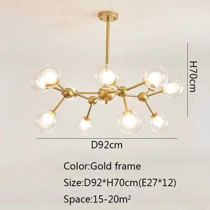 Lámpara de araña Sputnik posmoderna negra DecorBites™ para comedor y decoración del hogar