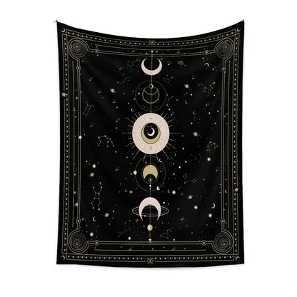 Psychedelic Moon Phase Wall Tapestry by Decobites: Bright Boho Decor for Room