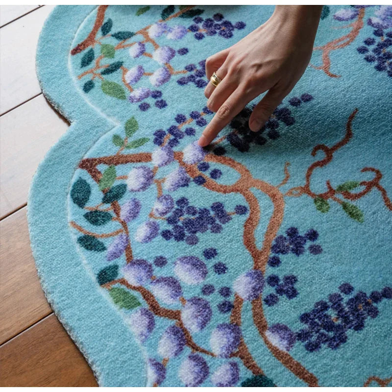 DecorBites™ Grape Vine Chinoiserie Carpet Door Mat in Teal