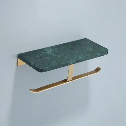 DecorBites™ Brass Marble Toilet Paper Holder Nordic Brushed Gold Bathroom Tissue Shelf