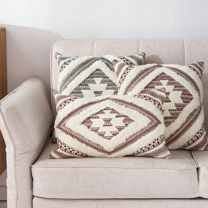 DecorBites™ Boho Style Cotton Woven Cushion Cover in Coffee Black, 45x45cm/30x50cm