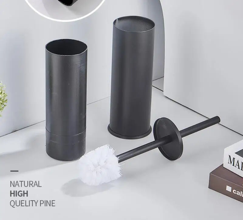 مجموعة حامل فرشاة المرحاض من ديكوربايتس™، أدوات حمام، ذهبي/أسود مصقول