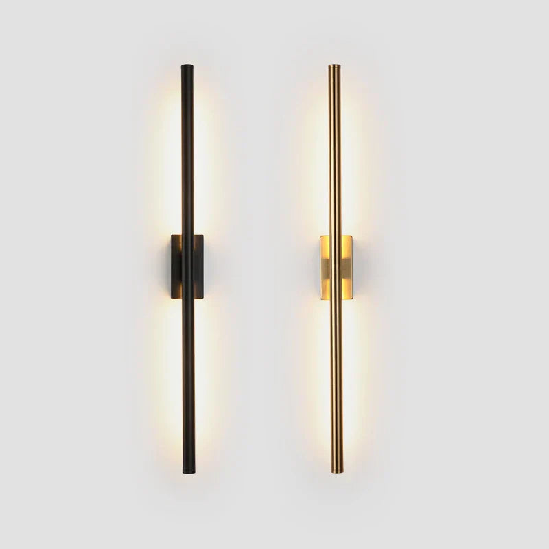 DecorBites™ LED Metal Tube Wall Lamp Modern Black Gold Decor Sconce for Bedroom Foyer Bathroom