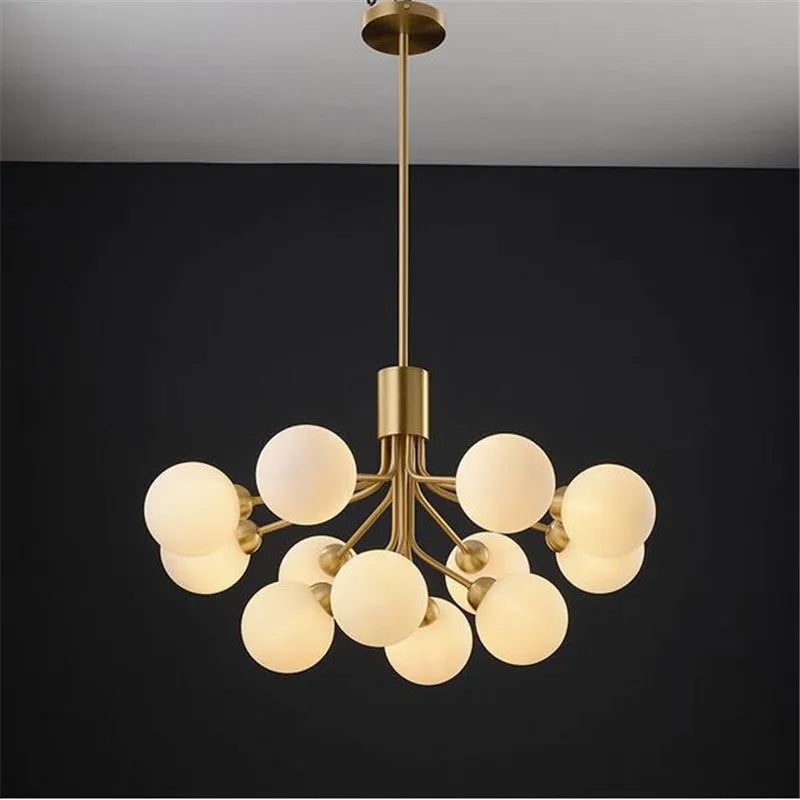 DecorBites™ Gold Glass Ball Chandelier: Luxury LED Lighting for Dining Room, Kitchen, Cafe