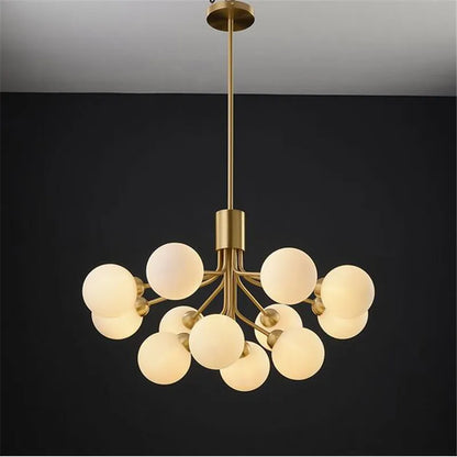 DecorBites™ Gold Glass Ball Chandelier: Luxury LED Lighting for Dining Room, Kitchen, Cafe