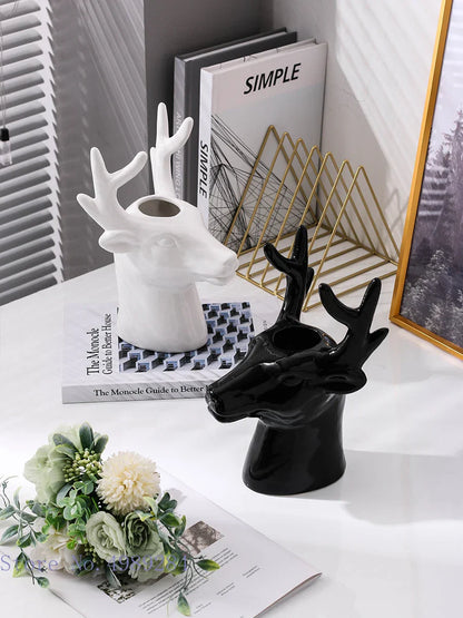 DecorBites™ Deer Head Ceramic Vase - Home Decor Animal Head Flower Vase